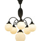 Meyda Lighting Lafayette 23" 6-Light Craftsman Brown Chandelier With White Shade Glass