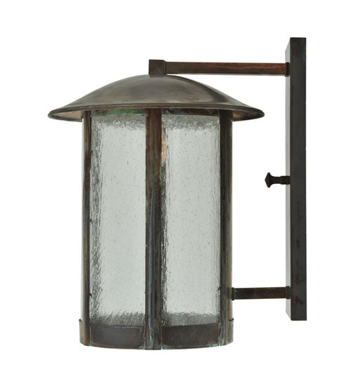 Meyda Lighting Lake Charles 15" Vintage Copper Wall Sconce With Clear Seeded Shade Glass