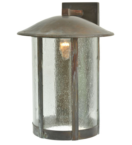 Meyda Lighting Lake Charles 15" Vintage Copper Wall Sconce With Clear Seeded Shade Glass