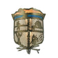 Meyda Lighting Lake Clear Lodge 15" 2-Light Antique Copper Wall Sconce With Silver Mica Orange & Blue Shade Glass