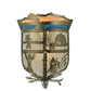 Meyda Lighting Lake Clear Lodge 15" 2-Light Antique Copper Wall Sconce With Silver Mica Orange & Blue Shade Glass