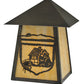 Meyda Lighting Lake Clear Lodge 9" Craftsman Brown Cabin Wall Sconce With Beige Art Shade Glass