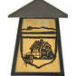 Meyda Lighting Lake Clear Lodge 9" Craftsman Brown Cabin Wall Sconce With Beige Art Shade Glass