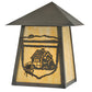 Meyda Lighting Lake Clear Lodge 9" Craftsman Brown Cabin Wall Sconce With Beige Art Shade Glass