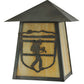 Meyda Lighting Lake Clear Lodge 9" Craftsman Brown Hiker Wall Sconce With Beige Art Shade Glass