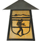 Meyda Lighting Lake Clear Lodge 9" Craftsman Brown Hiker Wall Sconce With Beige Art Shade Glass