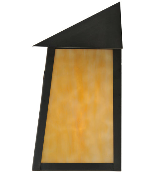 Meyda Lighting Lake Clear Lodge 9" Craftsman Brown Silverware Wall Sconce With Beige Art Shade Glass
