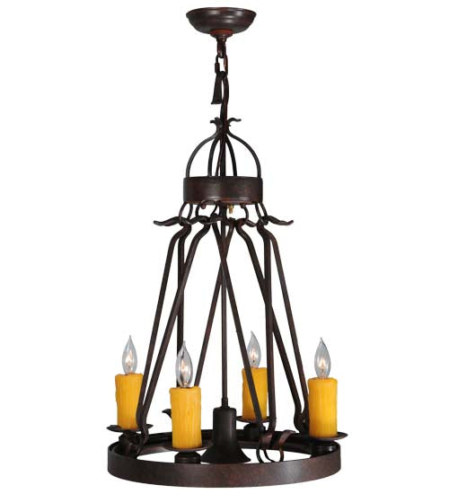 Meyda Lighting Lakeshore 148235 18" 5-Light Cajun Spice Chandelier With Amber Faux Candlelight