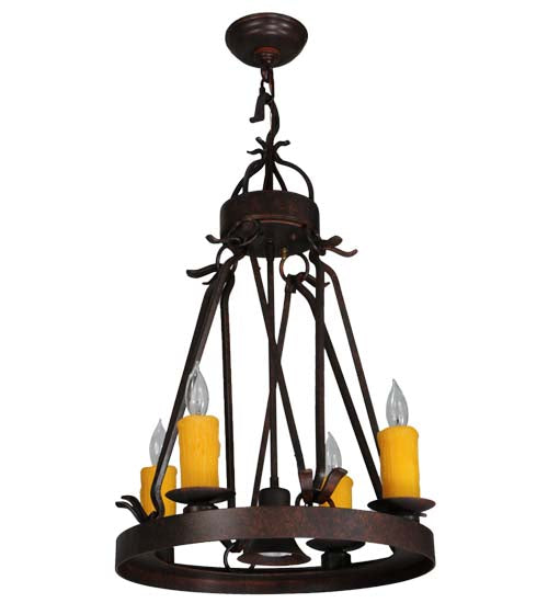 Meyda Lighting Lakeshore 148235 18" 5-Light Cajun Spice Chandelier With Amber Faux Candlelight