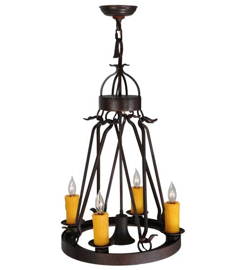 Meyda Lighting Lakeshore 148235 18" 5-Light Cajun Spice Chandelier With Amber Faux Candlelight