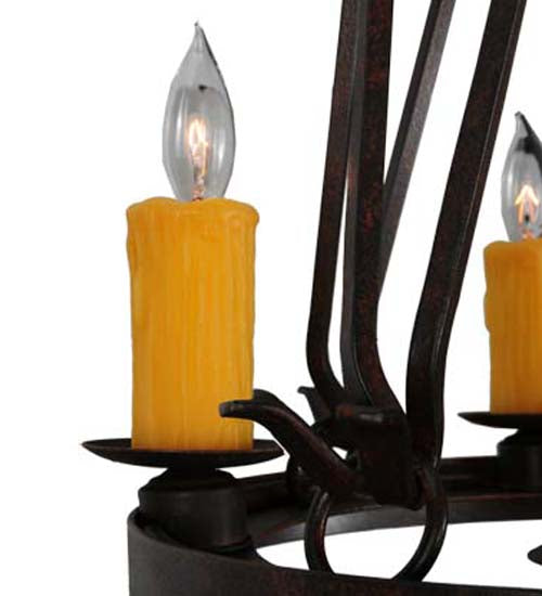 Meyda Lighting Lakeshore 148235 18" 5-Light Cajun Spice Chandelier With Amber Faux Candlelight