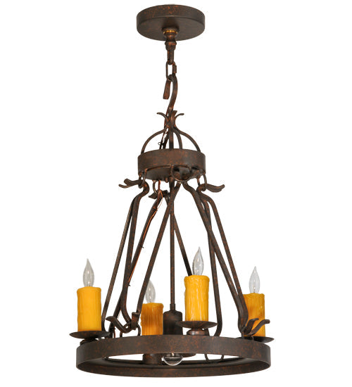 Meyda Lighting Lakeshore 148235 18" 5-Light Cajun Spice Chandelier With Amber Faux Candlelight