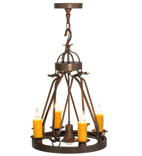 Meyda Lighting Lakeshore 148235 18" 5-Light Cajun Spice Chandelier With Amber Faux Candlelight