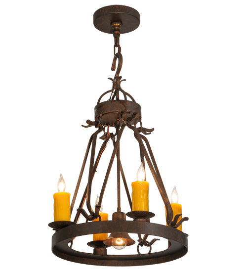 Meyda Lighting Lakeshore 148235 18" 5-Light Cajun Spice Chandelier With Amber Faux Candlelight