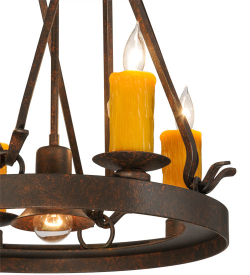 Meyda Lighting Lakeshore 148235 18" 5-Light Cajun Spice Chandelier With Amber Faux Candlelight