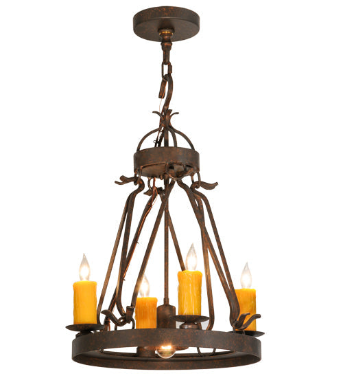 Meyda Lighting Lakeshore 148235 18" 5-Light Cajun Spice Chandelier With Amber Faux Candlelight