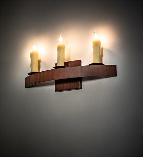 Meyda Lighting Lakeshore 18" 3-Light Rustic Iron Wall Sconce With Ivory Faux Candlelight