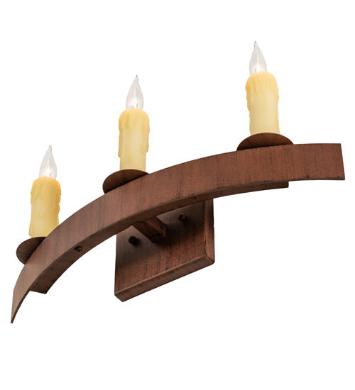 Meyda Lighting Lakeshore 18" 3-Light Rustic Iron Wall Sconce With Ivory Faux Candlelight