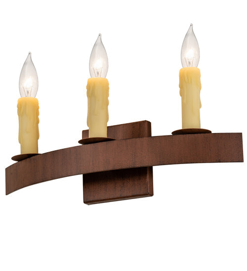 Meyda Lighting Lakeshore 18" 3-Light Rustic Iron Wall Sconce With Ivory Faux Candlelight