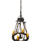 Meyda Lighting Lakeshore 18" 4-Light Chestnut Chandelier With Amber Faux Candlelight and Downlight