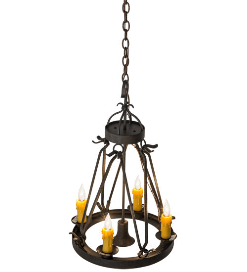 Meyda Lighting Lakeshore 18" 4-Light Chestnut Chandelier With Amber Faux Candlelight and Downlight