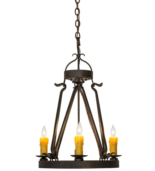 Meyda Lighting Lakeshore 18" 4-Light Chestnut Chandelier With Amber Faux Candlelight and Downlight