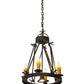 Meyda Lighting Lakeshore 18" 4-Light Chestnut Chandelier With Amber Faux Candlelight and Downlight