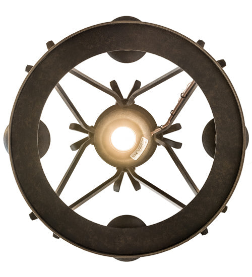 Meyda Lighting Lakeshore 18" 4-Light Chestnut Chandelier With Amber Faux Candlelight and Downlight