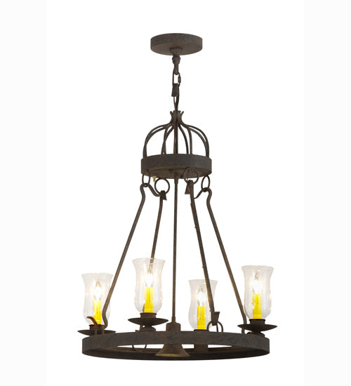 Meyda Lighting Lakeshore 24" 5-Light Coffee Bean Chandelier With Clear Hurricane Shade Glass