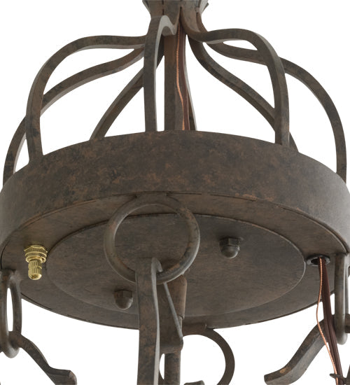 Meyda Lighting Lakeshore 24" 5-Light Coffee Bean Chandelier With Clear Hurricane Shade Glass
