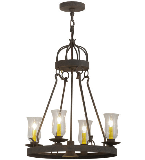 Meyda Lighting Lakeshore 24" 5-Light Coffee Bean Chandelier With Clear Hurricane Shade Glass