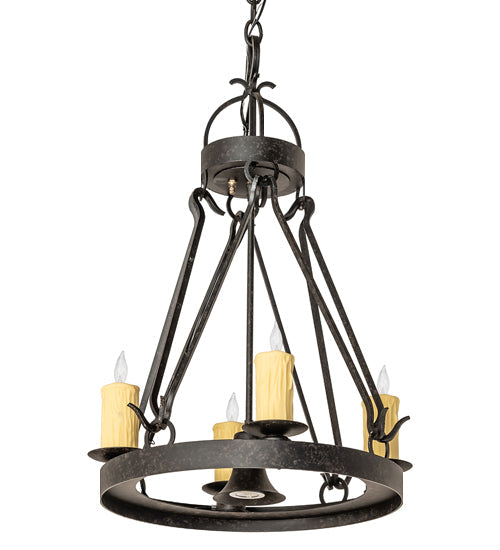 Meyda Lighting Lakeshore 28" 5-Light Coffee Bean Chandelier With Amber Faux Candlelight