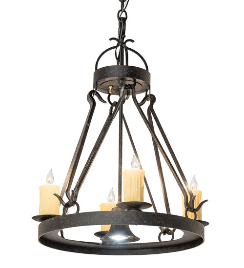 Meyda Lighting Lakeshore 28" 5-Light Coffee Bean Chandelier With Amber Faux Candlelight