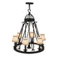 Meyda Lighting Lakeshore 28" 7-Light Costello Black Chandelier With Eggshell Textrene Shade