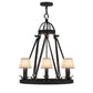 Meyda Lighting Lakeshore 28" 7-Light Costello Black Chandelier With Eggshell Textrene Shade