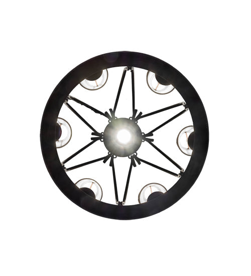 Meyda Lighting Lakeshore 28" 7-Light Costello Black Chandelier With Eggshell Textrene Shade