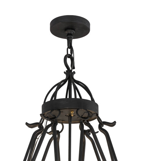 Meyda Lighting Lakeshore 28" 7-Light Costello Black Chandelier With Eggshell Textrene Shade