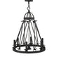 Meyda Lighting Lakeshore 28" 7-Light Costello Black Chandelier With Eggshell Textrene Shade