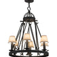 Meyda Lighting Lakeshore 28" 7-Light Costello Black Chandelier With Eggshell Textrene Shade