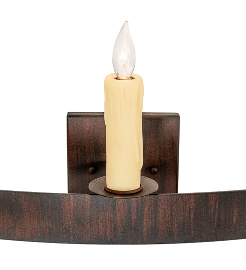 Meyda Lighting Lakeshore 30" 3-Light Rusty Iron Wall Sconce With Amber Faux Candlelight