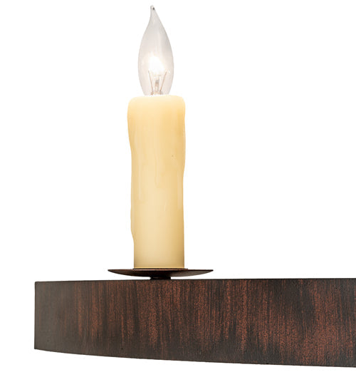 Meyda Lighting Lakeshore 30" 3-Light Rusty Iron Wall Sconce With Amber Faux Candlelight