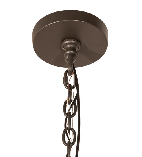 Meyda Lighting Lakeshore 30" 7-Light Wrought Iron Chandelier With Beige Natural Textrene Shade