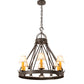 Meyda Lighting Lakeshore 30" 7-Light Wrought Iron Chandelier With Beige Natural Textrene Shade