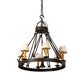 Meyda Lighting Lakeshore 30" 7-Light Wrought Iron Chandelier With Beige Natural Textrene Shade
