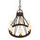 Meyda Lighting Lakeshore 30" 7-Light Wrought Iron Chandelier With Beige Natural Textrene Shade