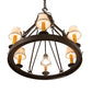 Meyda Lighting Lakeshore 30" 7-Light Wrought Iron Chandelier With Beige Natural Textrene Shade