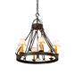 Meyda Lighting Lakeshore 30" 7-Light Wrought Iron Chandelier With Beige Natural Textrene Shade