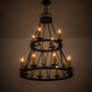Meyda Lighting Lakeshore 36" 12-Light 2-Tier Antique Iron Gate Chandelier With Amber Faux Candlelight