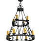 Meyda Lighting Lakeshore 36" 12-Light 2-Tier Antique Iron Gate Chandelier With Amber Faux Candlelight