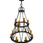 Meyda Lighting Lakeshore 36" 12-Light 2-Tier Antique Iron Gate Chandelier With Amber Faux Candlelight